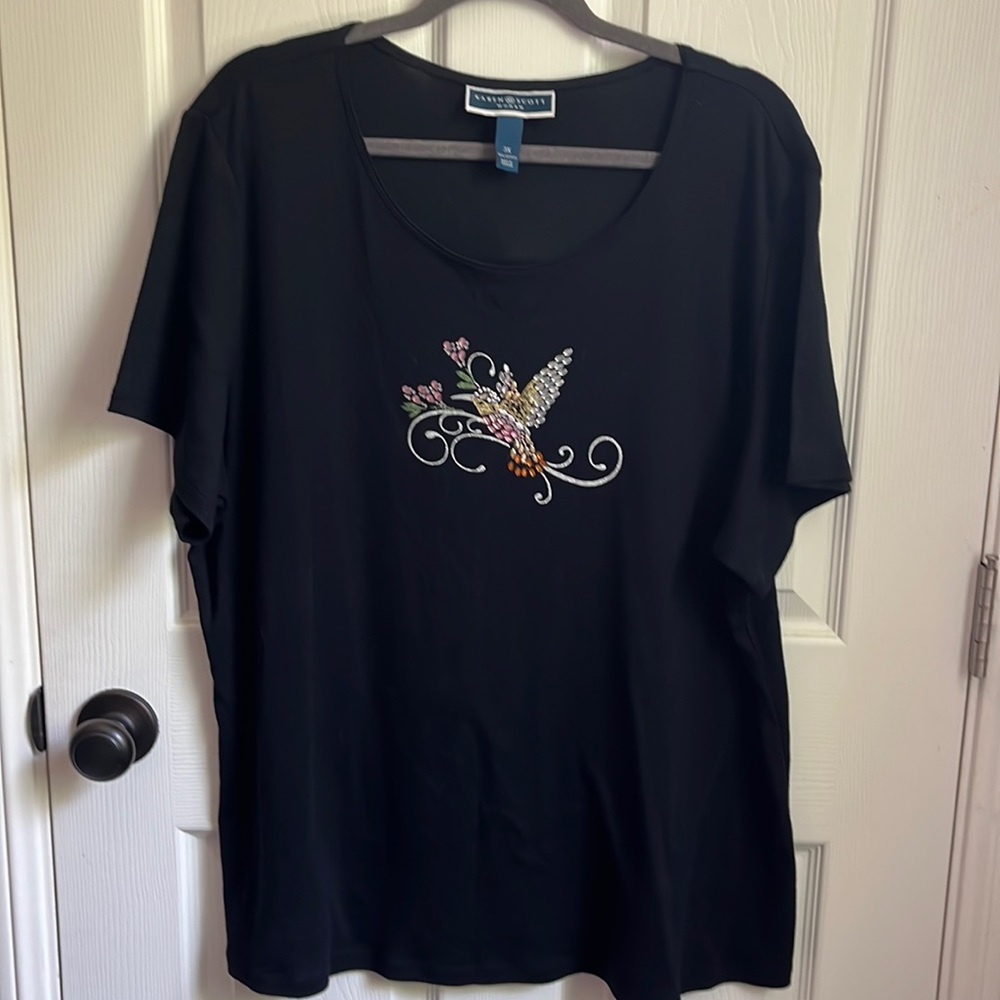 KAREN SCOTT WOMAN SHIRT SIZE 3X DESIGN HUMMINGBIRD